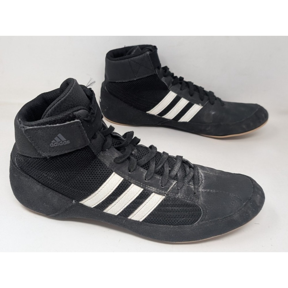 Adidas Wrestling MMA Boxing Shoes Men's 11 Black White 3-Stripe High Top A03325